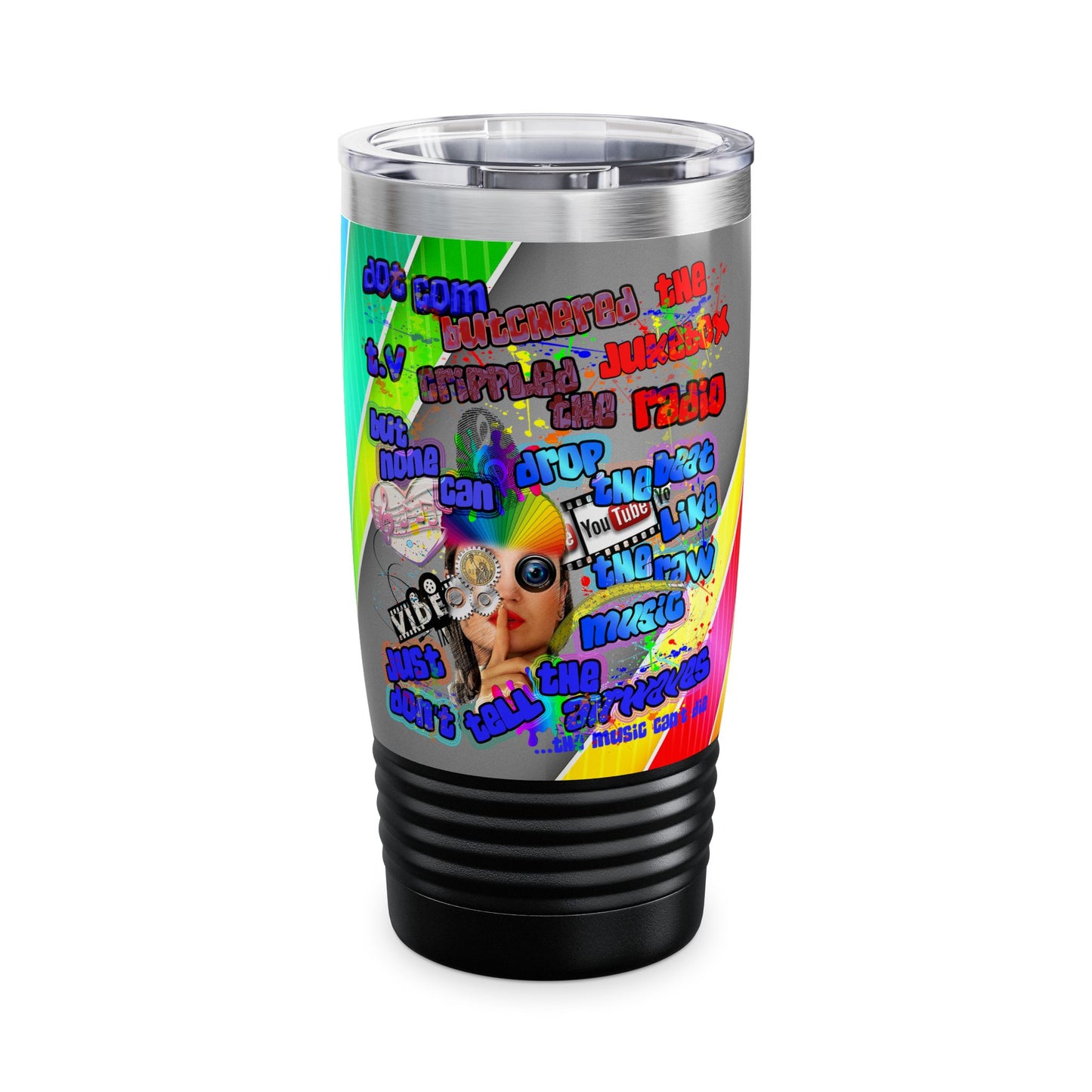 drop the beat - Ringneck Tumbler, 20oz  (rainbow split)