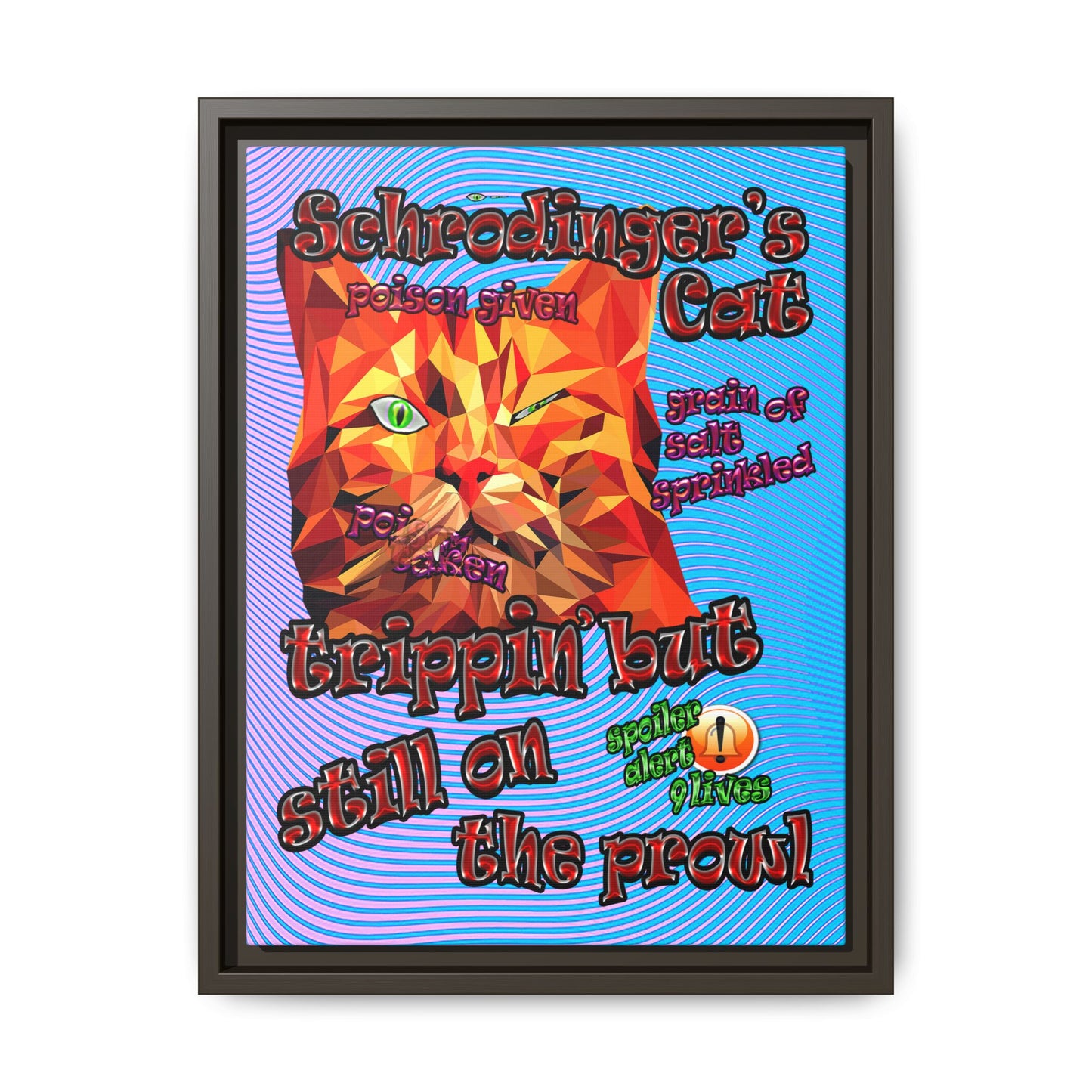 schrodinger's cat - framed canvas art (light blue-purple wave)