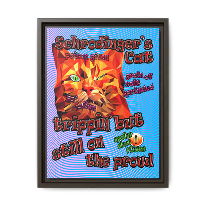 schrodinger's cat - framed canvas art (light blue-purple wave)