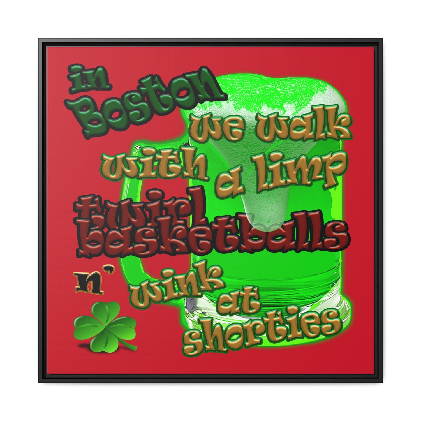 celtics logo - framed canvas art (dark red)