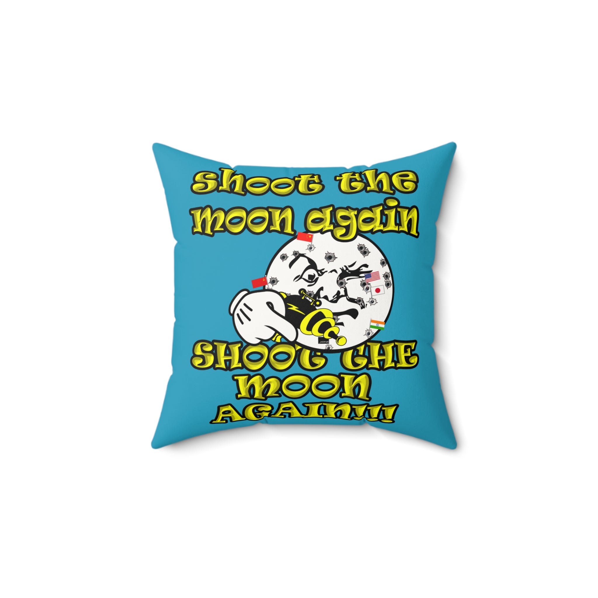 shoot the moon again - Faux Suede Square Pillow - (turquoise)