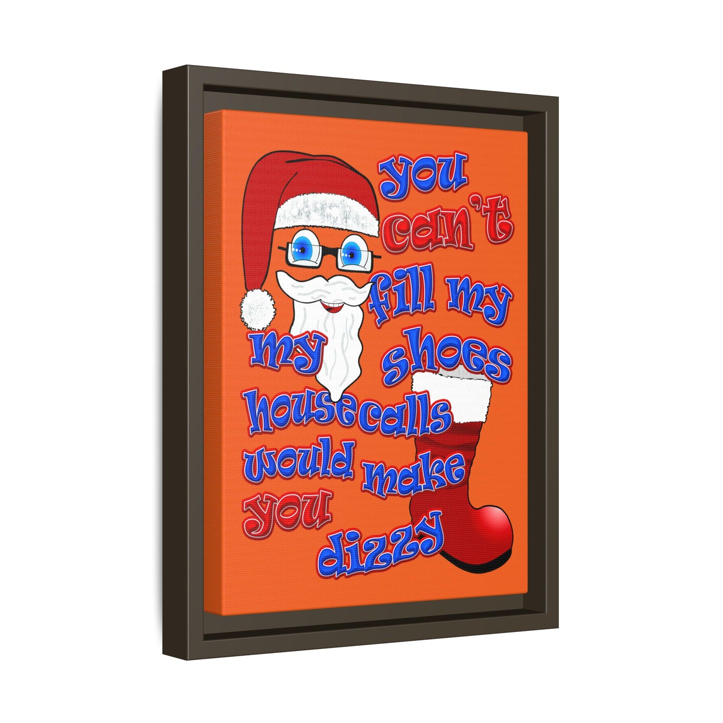 santa's shoes - framed canvas art (orange)