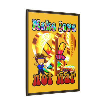 love peace - framed canvas art (yellow)