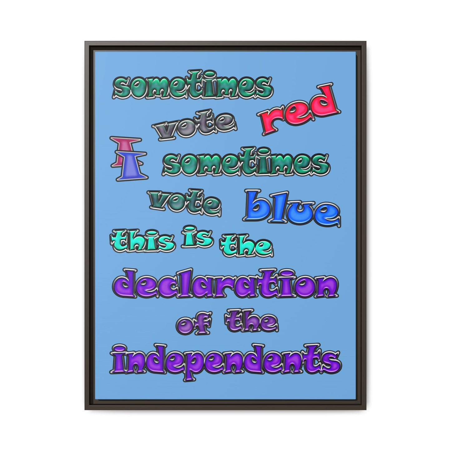declaration of the independents - framed canvas art (light blue)