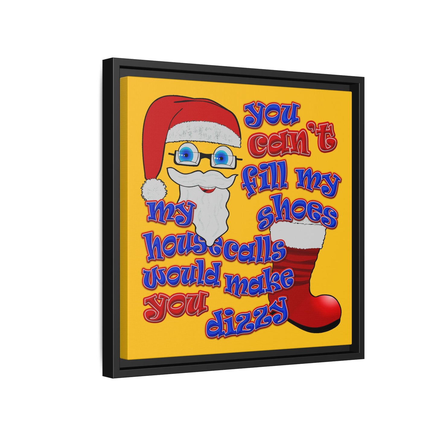 santa's shoes - framed canvas art (yellow)