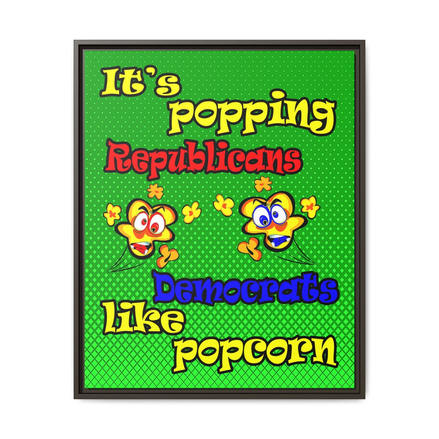 popping like popcorn - framed canvas art (logo green)