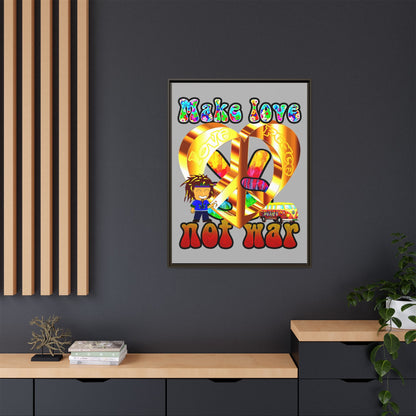 love peace - framed canvas art (light grey)