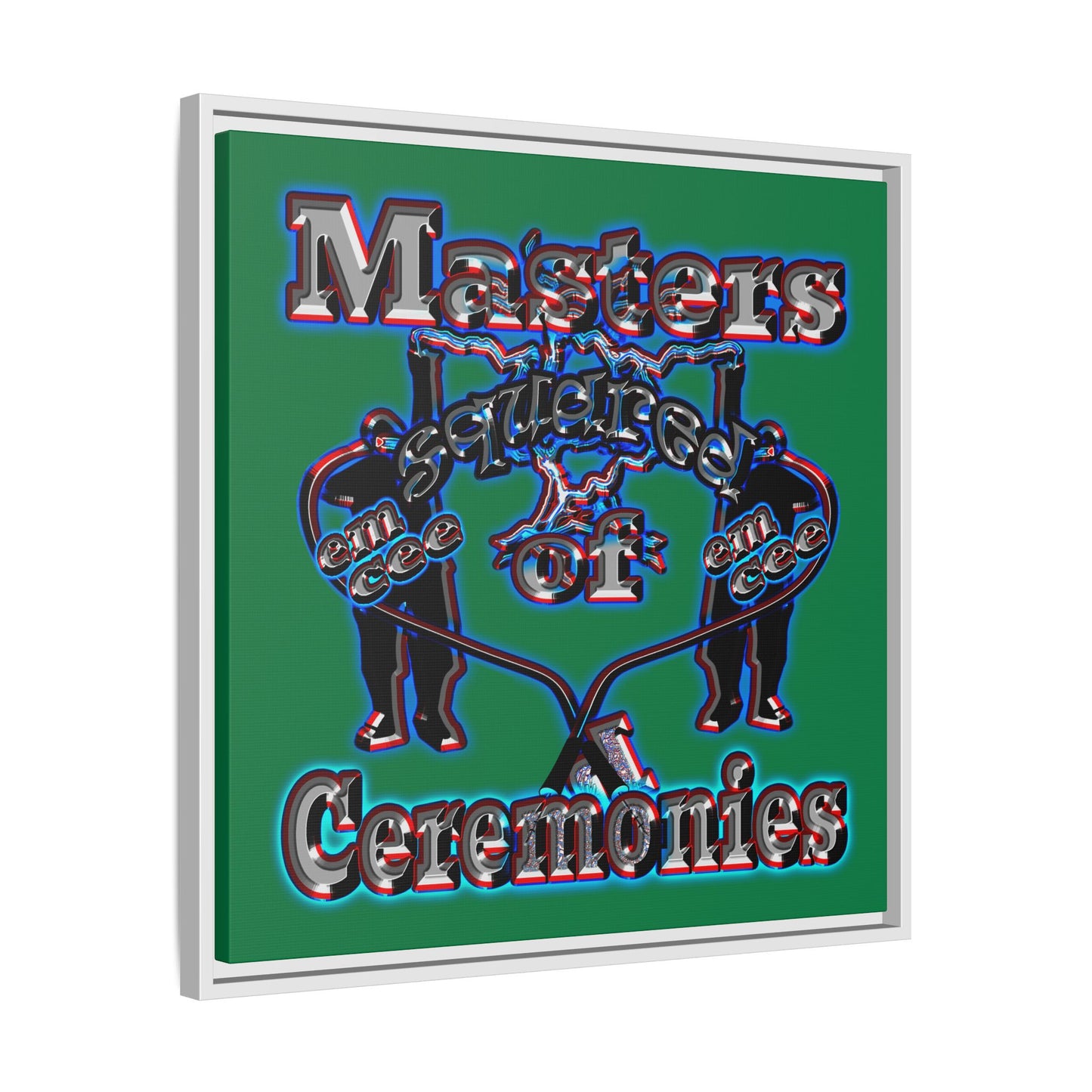 em cee squared - framed canvas art (dark green)