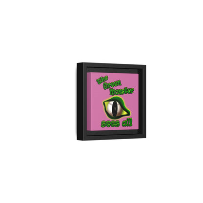 green monster - framed canvas art (light pink)