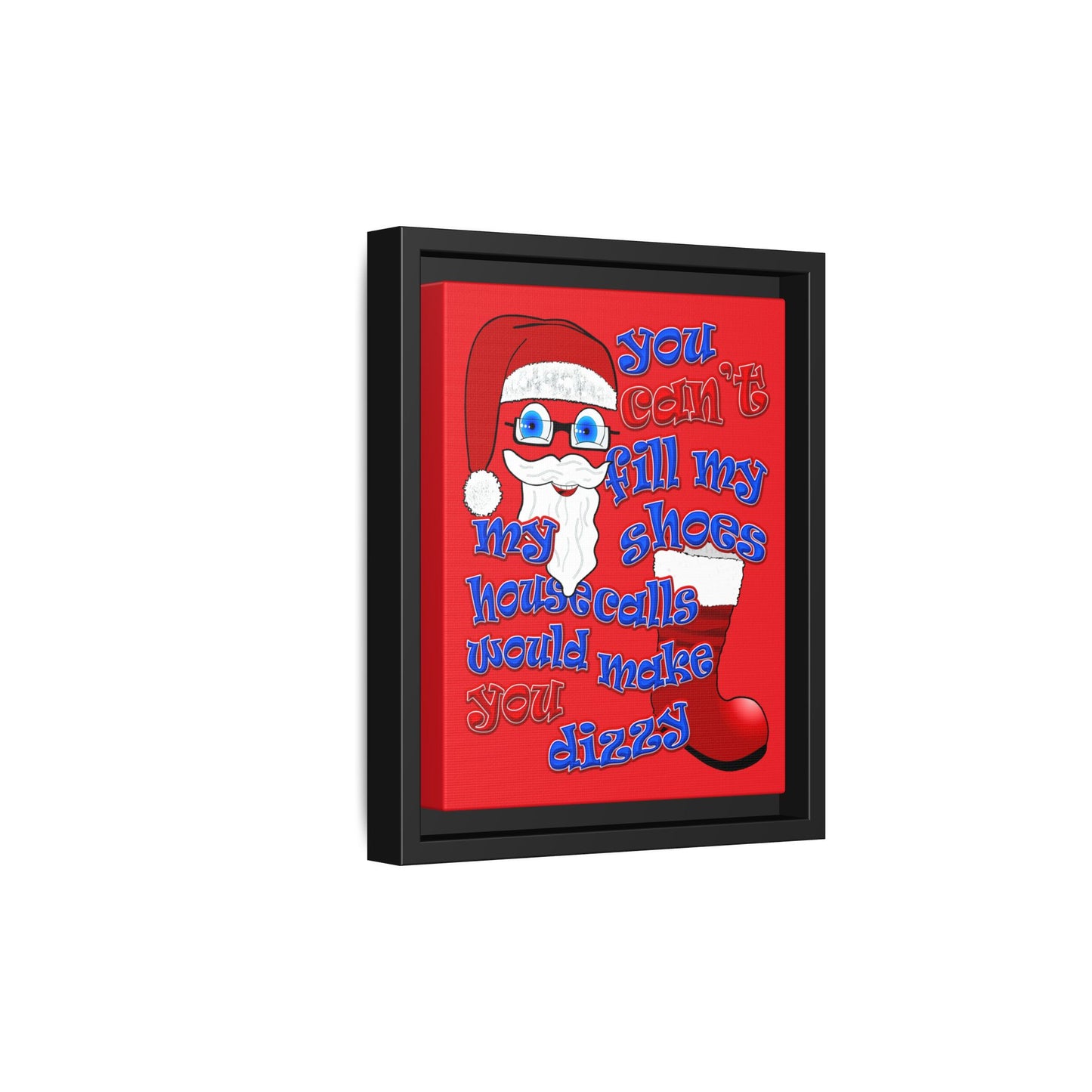 santa's shoes - framed canvas art (red)