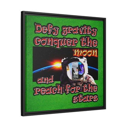 defy conquer reach - framed canvas art (green turf)