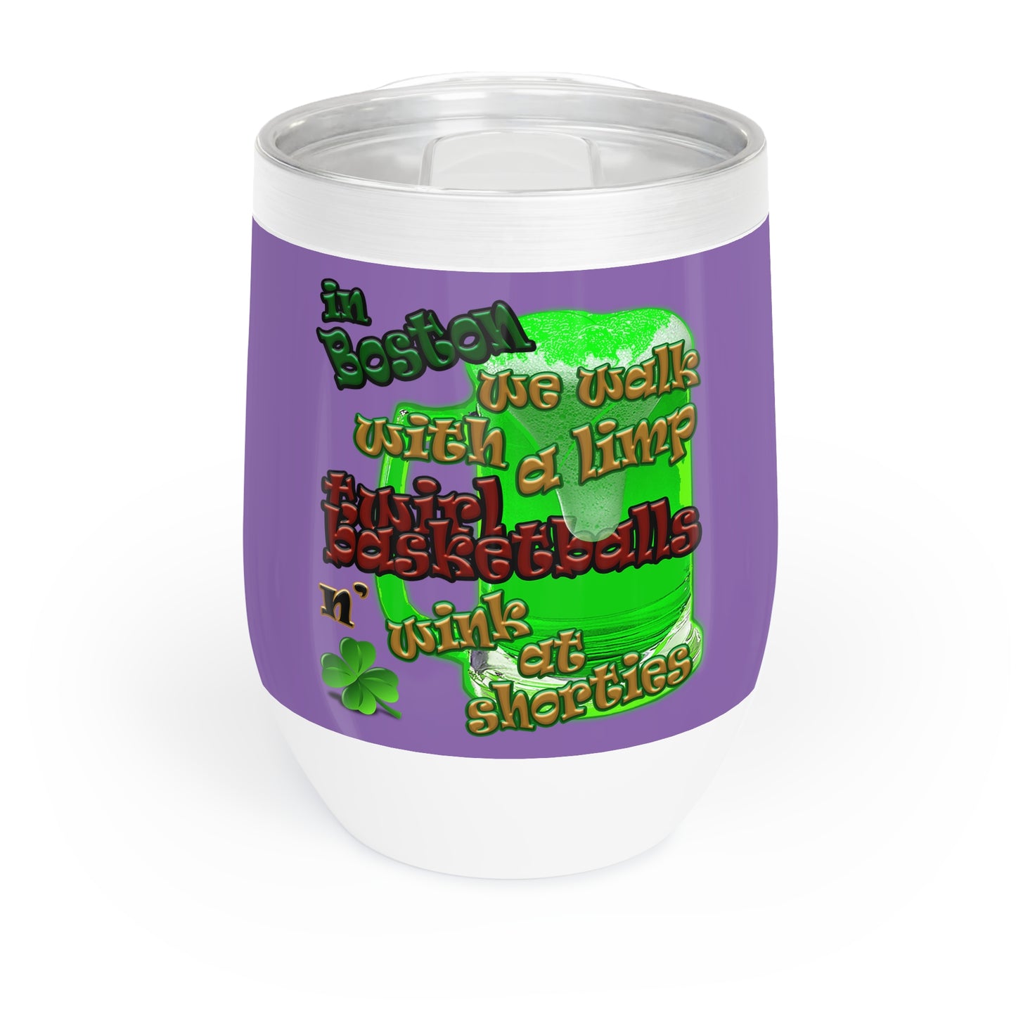 celtics logo - Chill Wine Tumbler (light purple)