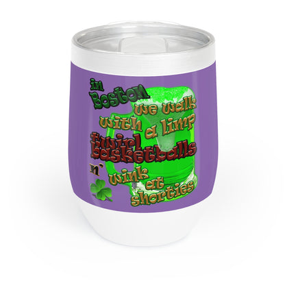 celtics logo - Chill Wine Tumbler (light purple)