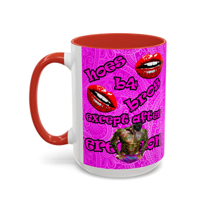 hoes b4 bros - Accent Mug (pink swirl)