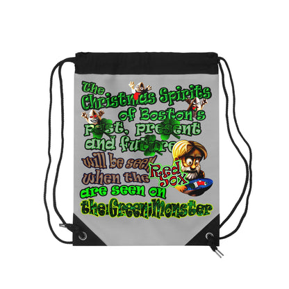 christmas spirits of boston - Drawstring Bag (light grey)