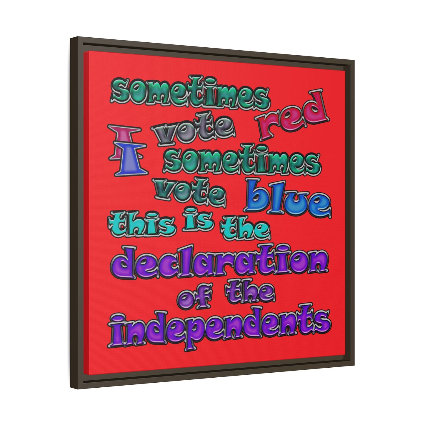 declaration of the independents - framed canvas art (red)