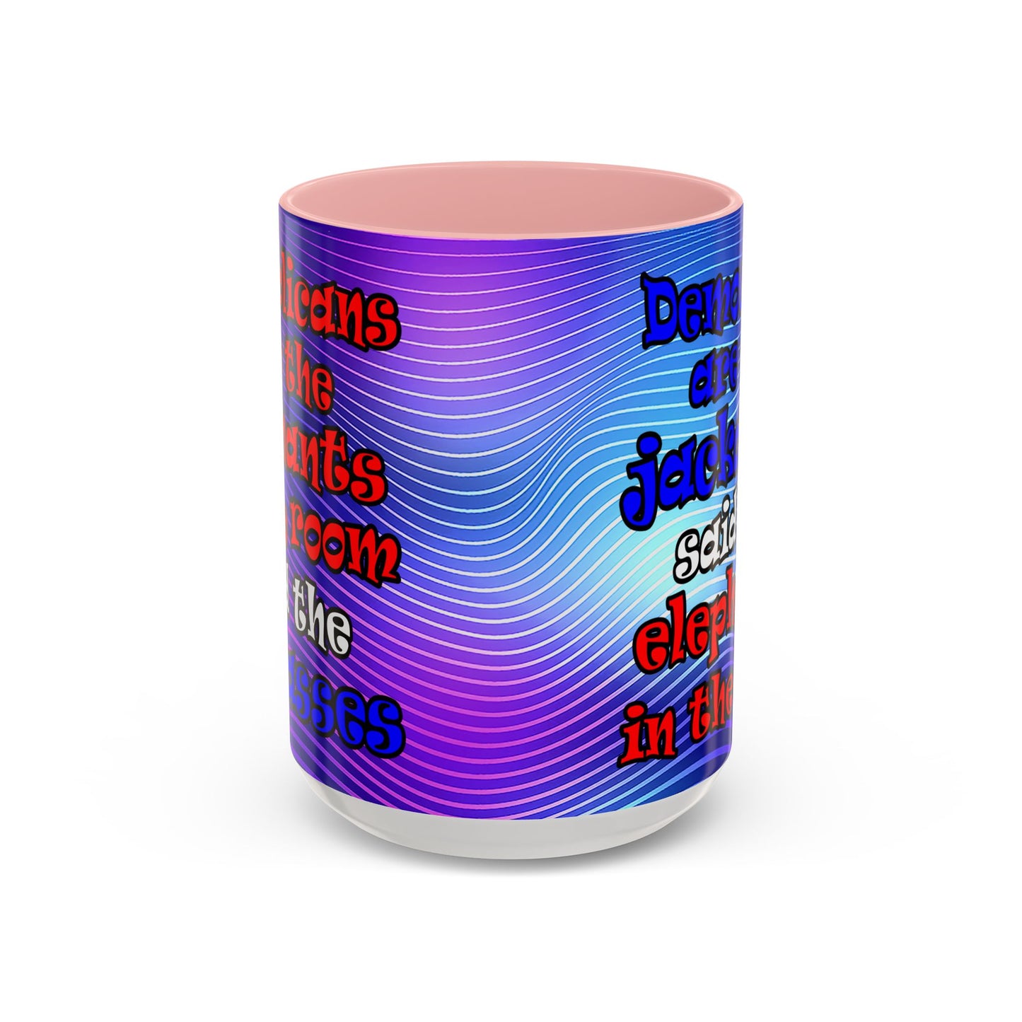 donkeys and elephants - Accent Mug (purple wave)