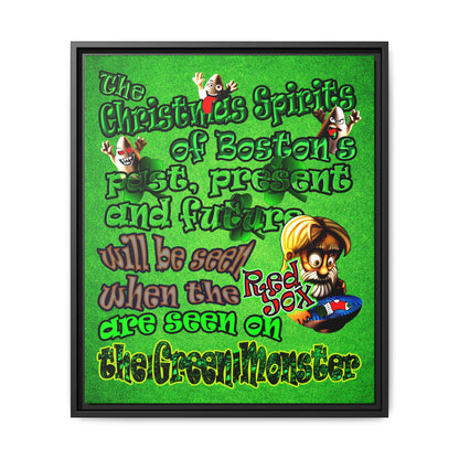 christmas spirits of boston - framed canvas art (green turf)