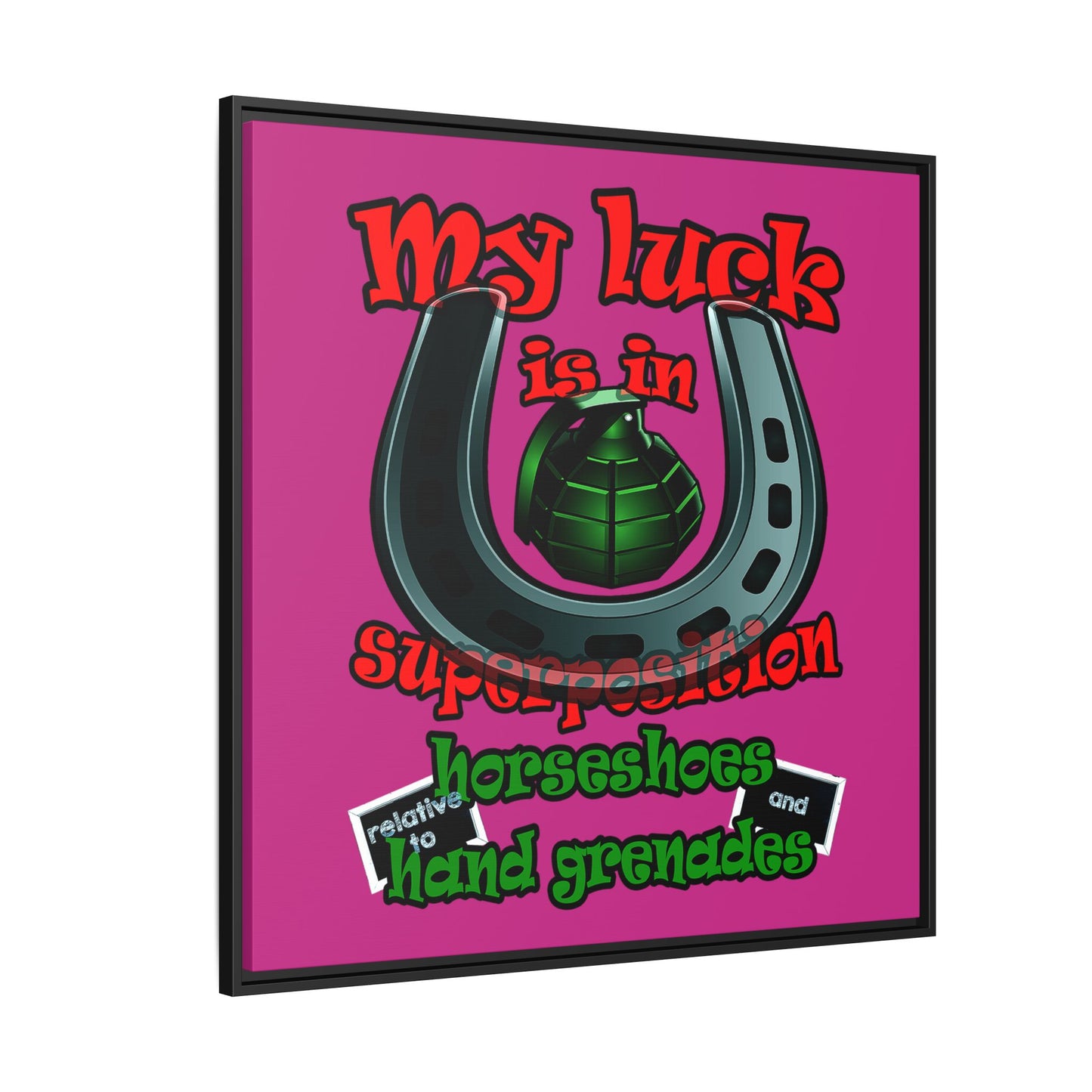 my luck - framed canvas art (pink)