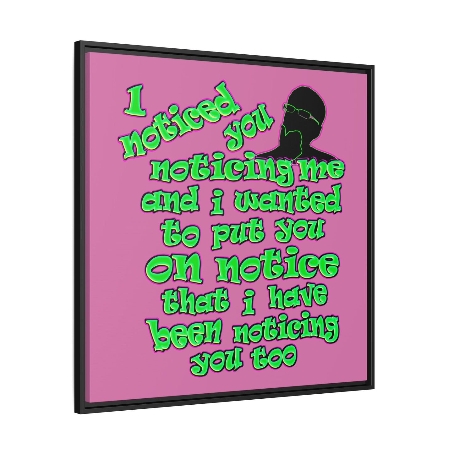 noticed you noticing - framed canvas art (light pink)