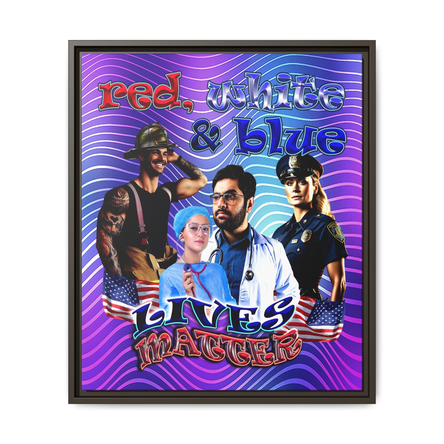 rw&b lives matter - framed canvas art (purple wave)