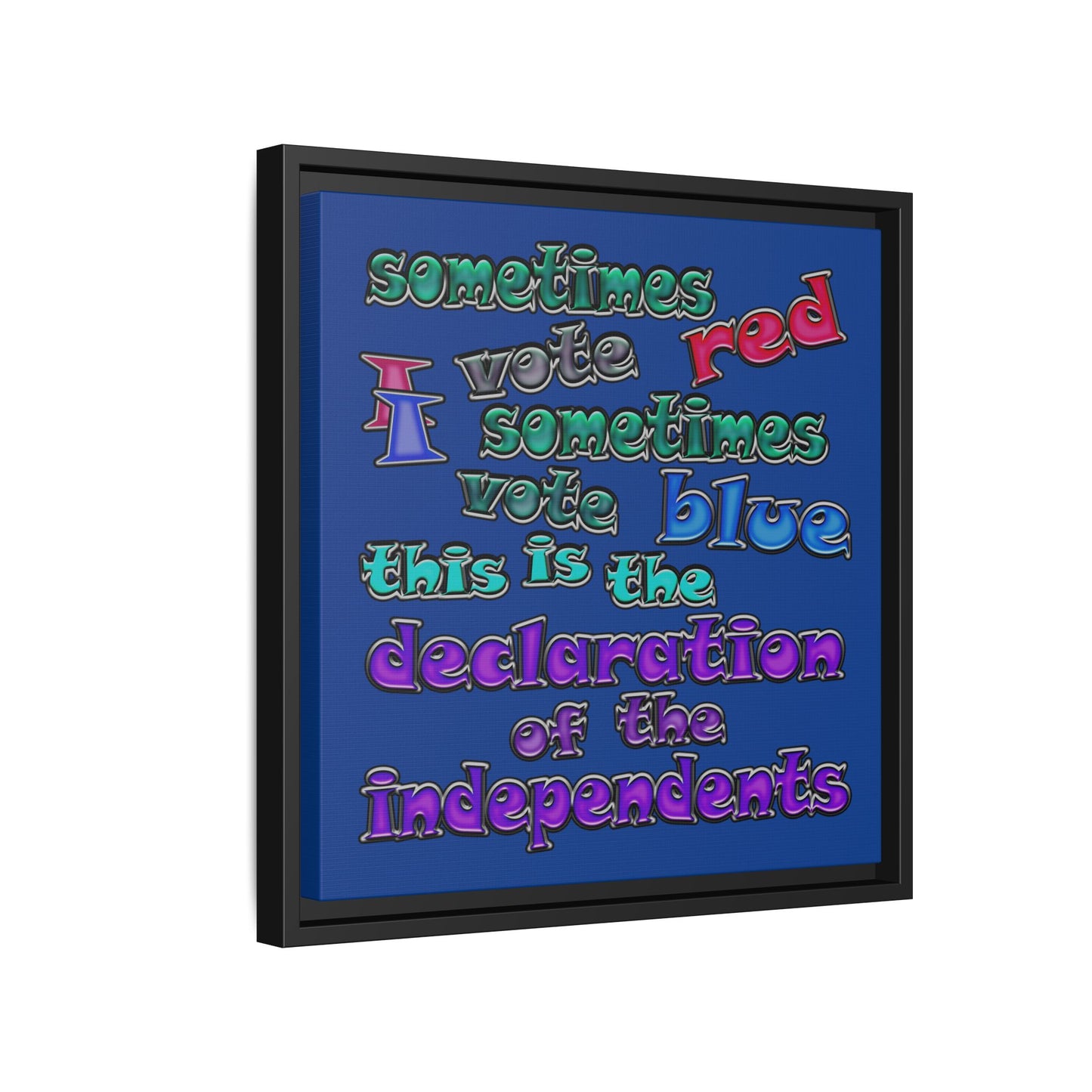 declaration of the independents - framed canvas art (dark blue)