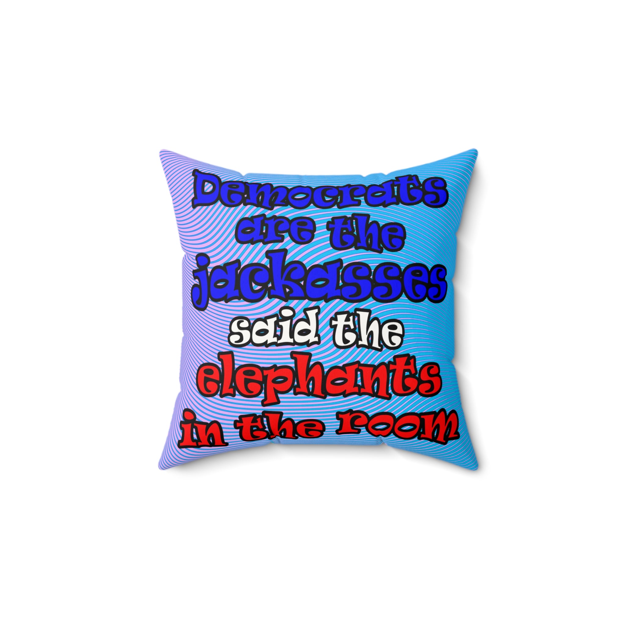 donkeys and elephants - Faux Suede Square Pillow - (light blue-purple wave)
