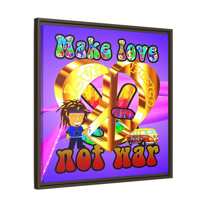 love peace - framed canvas art (purple-pink wave)