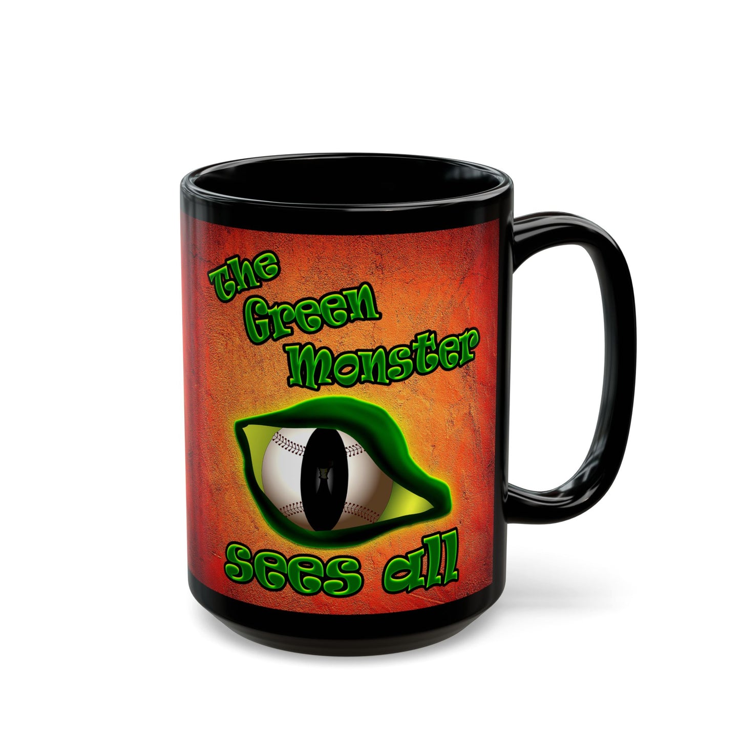 green monster - Black Mug (burnt orange)