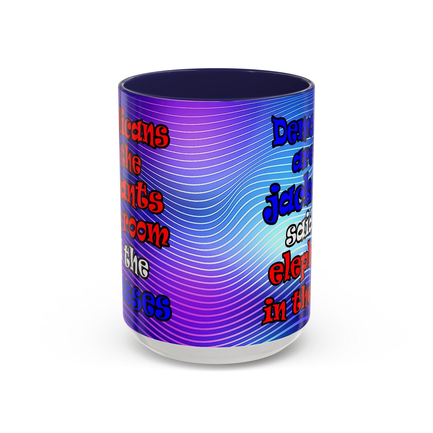 donkeys and elephants - Accent Mug (purple wave)