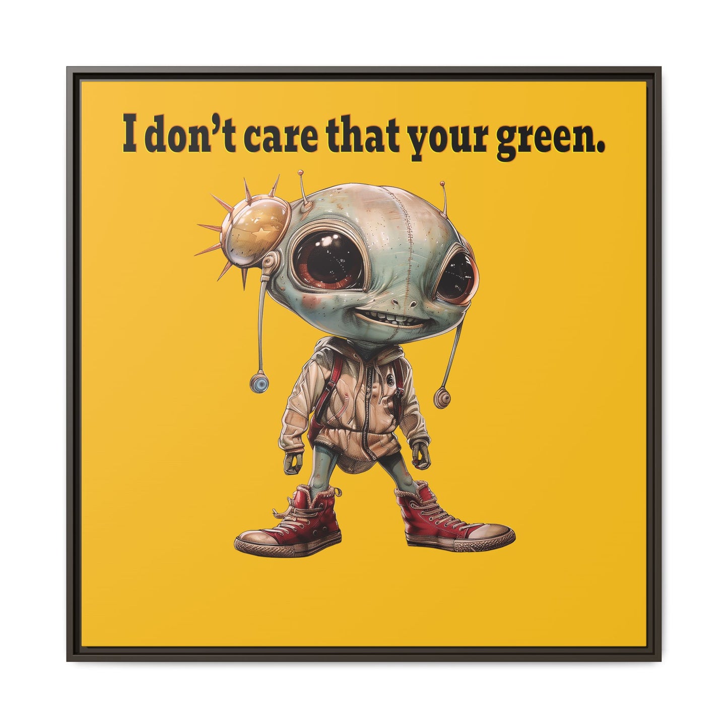 I don't care that your green - framed canvas art (yellow)