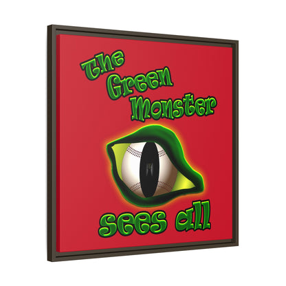 green monster - framed canvas art (dark red)