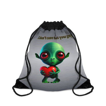 I don't care that your grey - Drawstring Bag (brushed nickel)