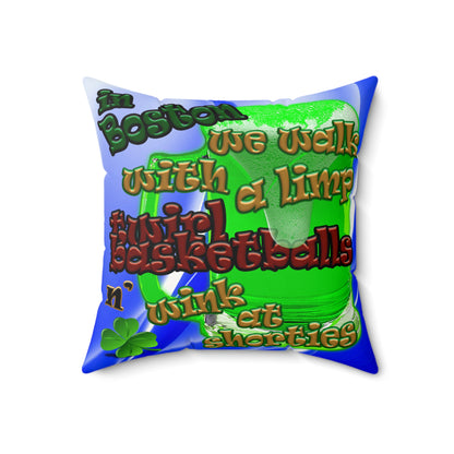 celtics logo - Faux Suede Square Pillow - (blue-white wave)