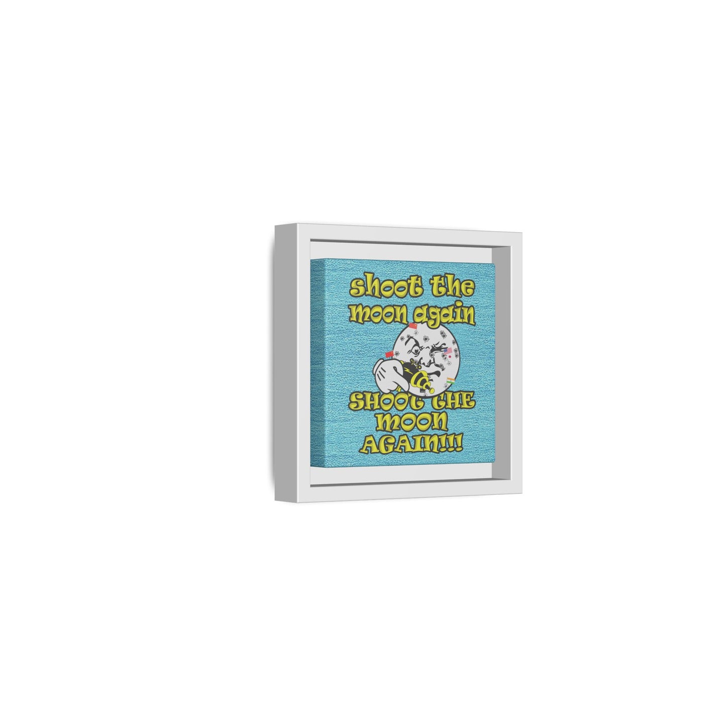 shoot the moon again - framed canvas art (faded blue)