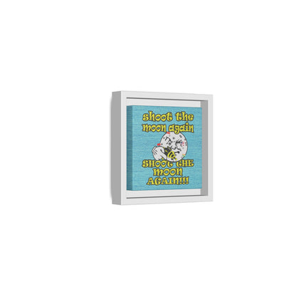 shoot the moon again - framed canvas art (faded blue)