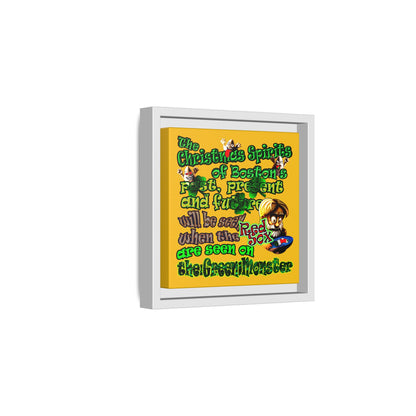 christmas spirits of boston - framed canvas art (yellow)