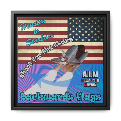 shoot for the stars - framed canvas art (light blue-purple wave)