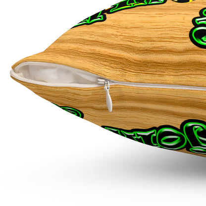 og - Spun Polyester Square Pillow - (butterscotch wood finish)