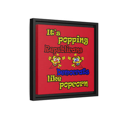 popping like popcorn - framed canvas art (dark red)