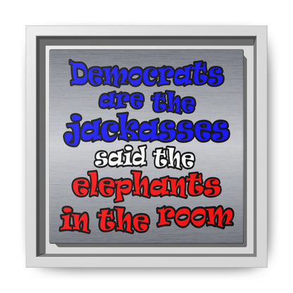 donkeys and elephants - framed canvas art (brushed nickel)