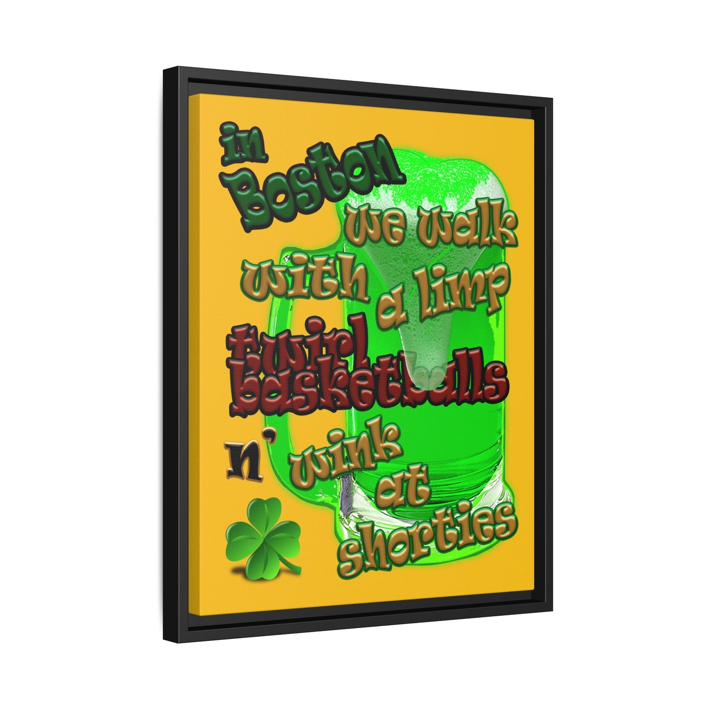 celtics logo - framed canvas art (yellow)