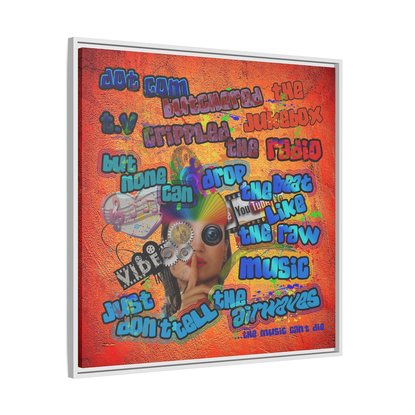 drop the beat - framed canvas art (burnt orange)