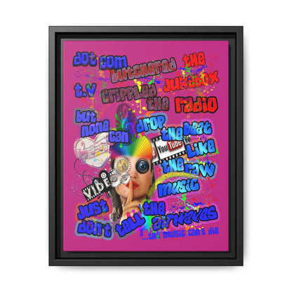 drop the beat - framed canvas art (pink)