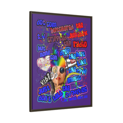 drop the beat - framed canvas art (purple)