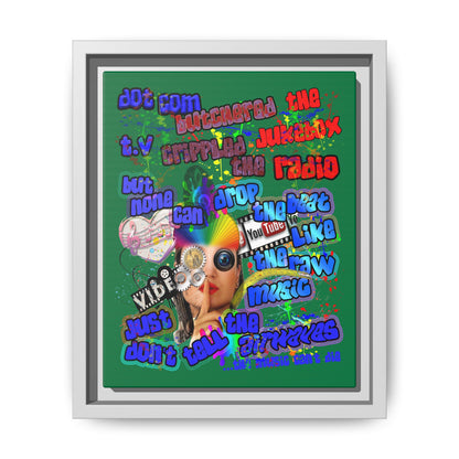 drop the beat - framed canvas art (dark green)