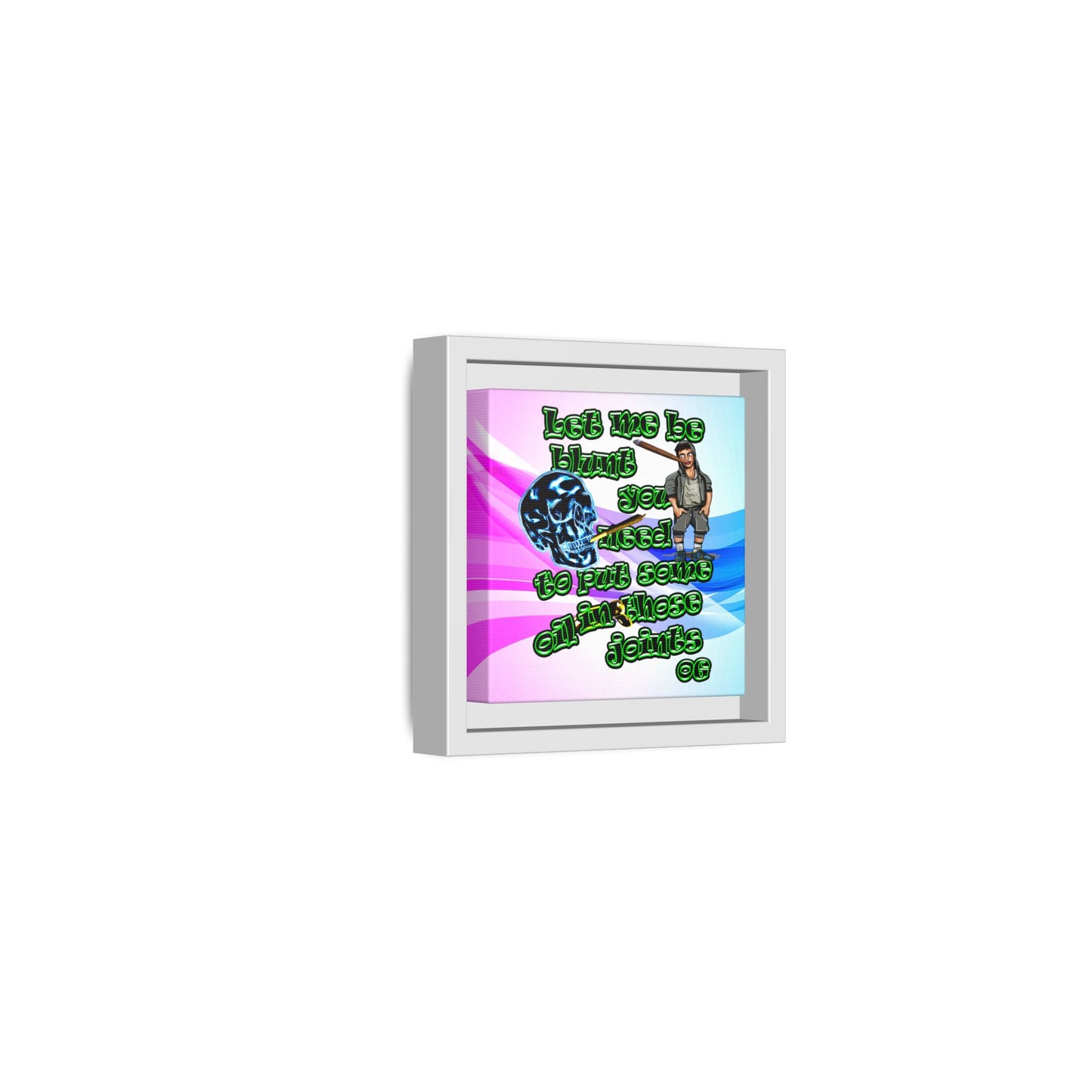 og - framed canvas art (light blue-pink wave)
