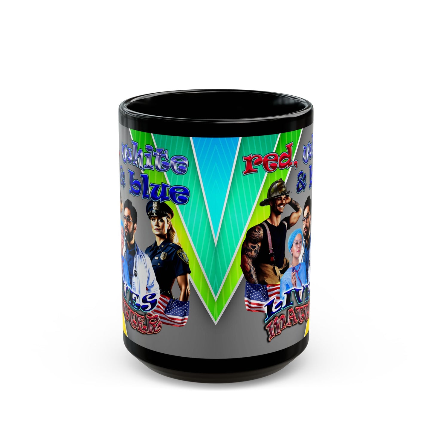 rw&b lives matter - Black Mug (rainbow split)