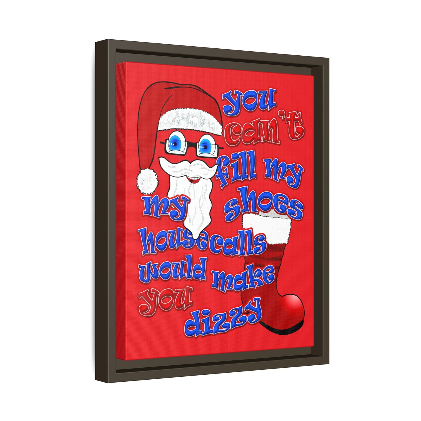 santa's shoes - framed canvas art (red)