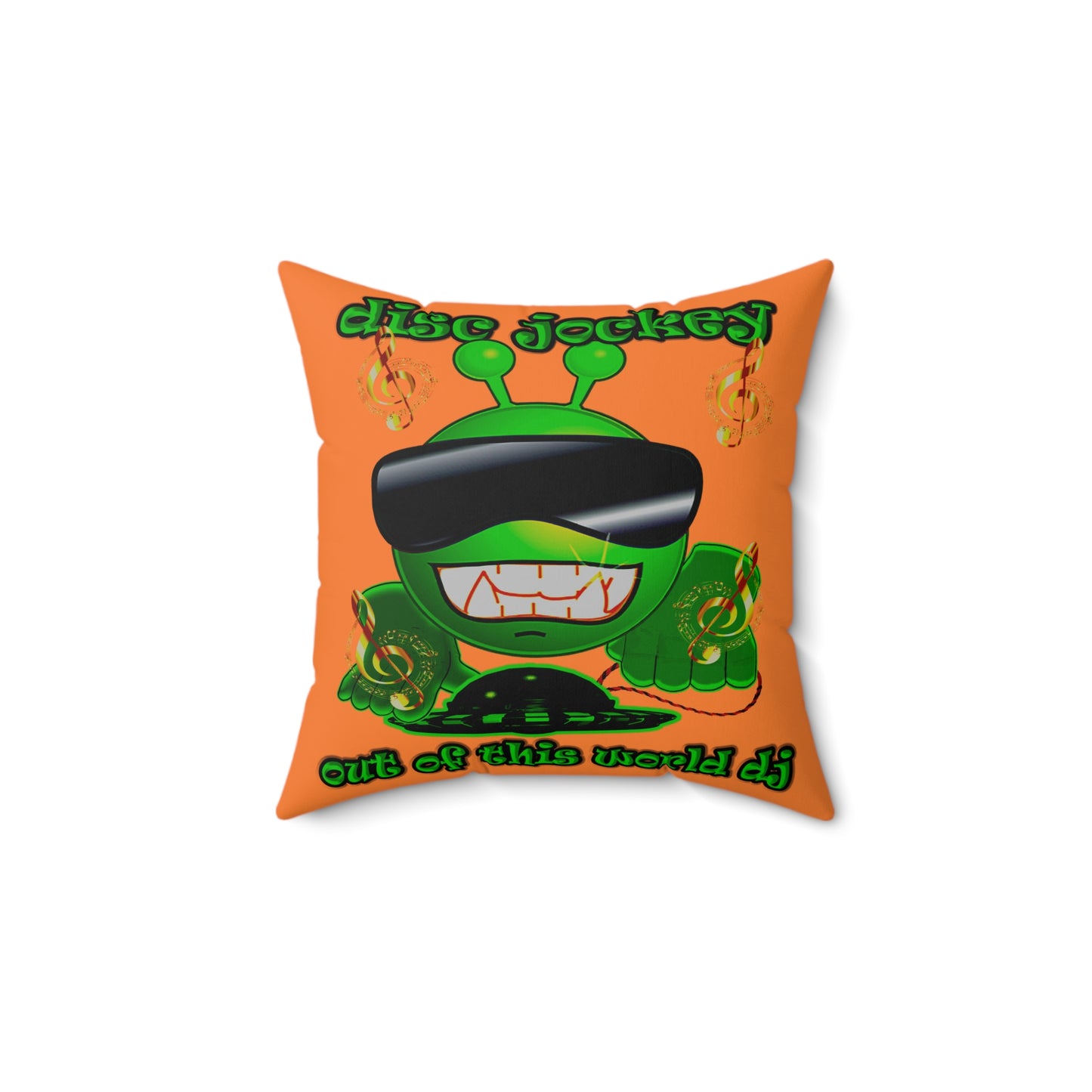 disc jockey - Spun Polyester Square Pillow - (crusta)